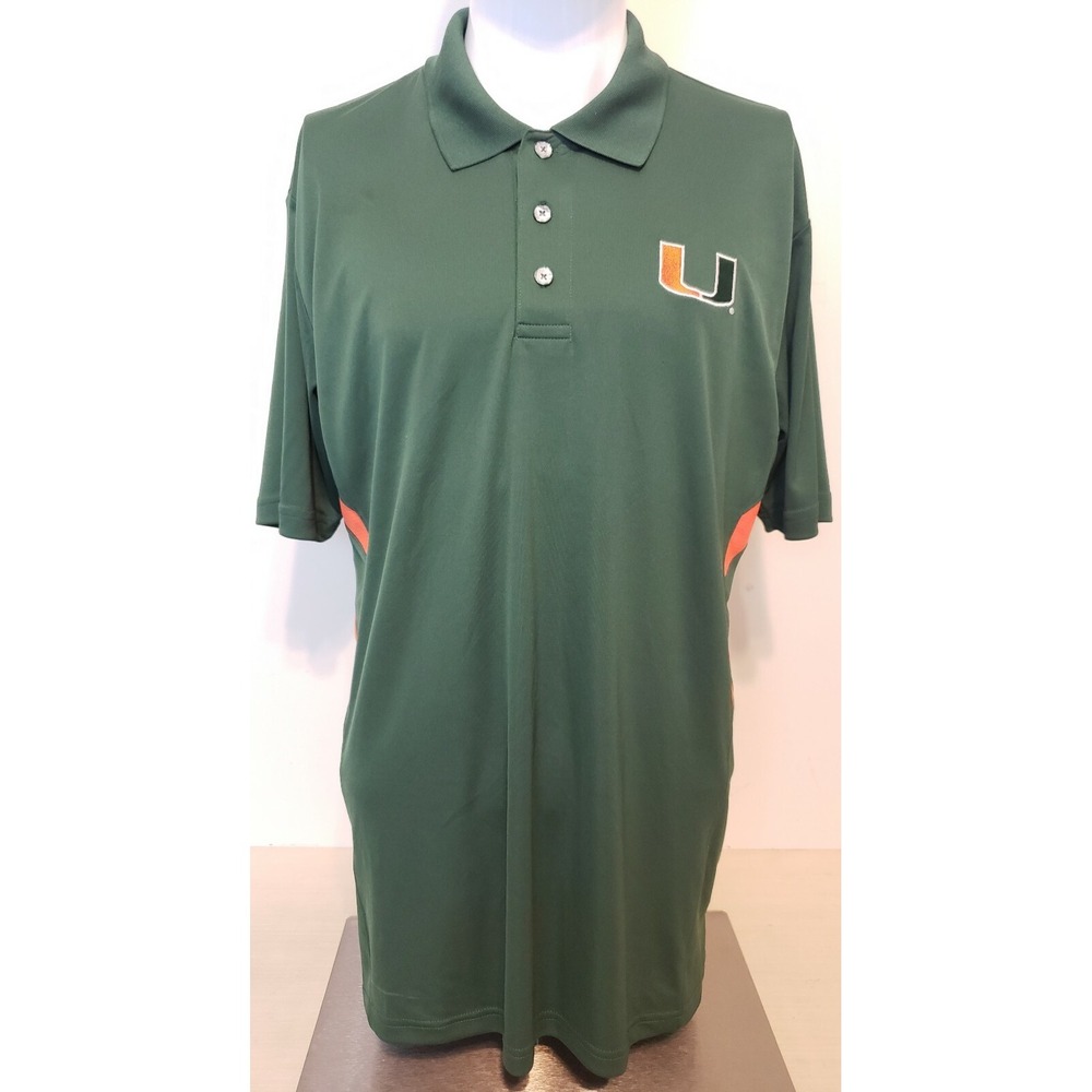 University Of Miami Hurricanes Polo Mens Size‎ Large Green Knights Apparel Shirt